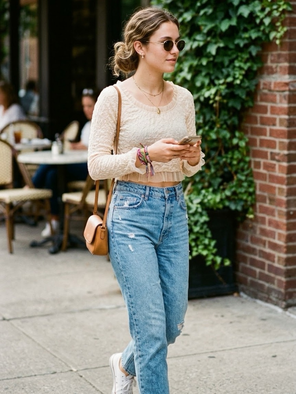 Zara Cropped Long Sleeves Top with Frills NWT (Z)